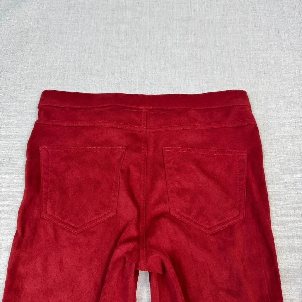 HUE Microsuede Leggings Womens S Small Red Dahlia Back Pockets Stretchy